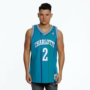 Mitchell & Ness Charlotte Hornets #2 Larry Johnson teal/white Swingman Jersey  - L