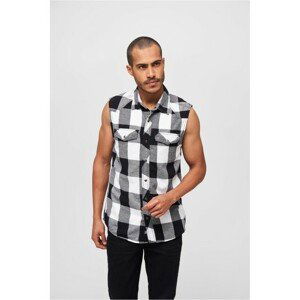 Brandit Checkshirt Sleeveless white/black - L