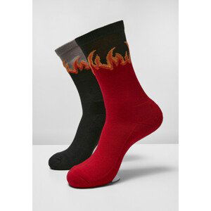 Mr. Tee Long Flame Socks  2-Pack red/black - 39–42