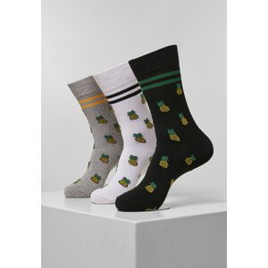 Mr. Tee Recycled Yarn Pineapple Socks 3-Pack white/heather grey/black - 43–46
