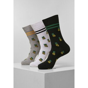 Mr. Tee Recycled Yarn Pineapple Socks 3-Pack white/heather grey/black - 39–42