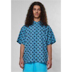 Urban Classics Sense All Over Monogram Print Shirt aqua - L