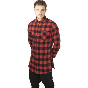 Urban Classics Side-Zip Long Checked Flanell Shirt blk/red - XL
