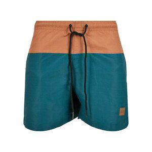 Urban Classics Block Swim Shorts teal/toffee - 3XL