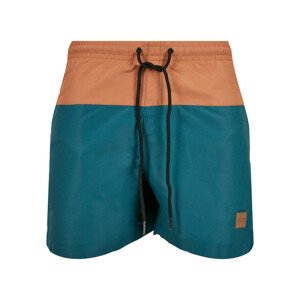 Urban Classics Block Swim Shorts teal/toffee - S