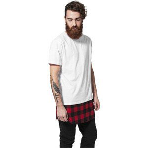 Urban Classics Long Shaped Flanell Bottom Tee wht/blk/red - XL