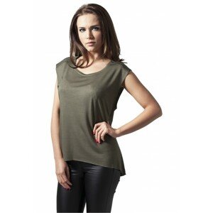 Urban Classics Ladies Shoulder Zip HiLo Tee olive - XS