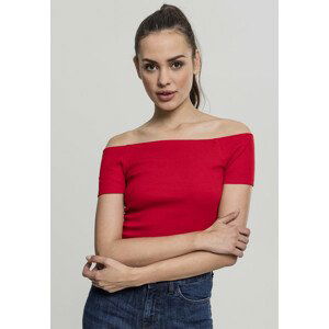 Urban Classics Ladies Off Shoulder Rib Tee fire red - M