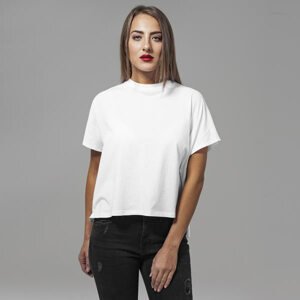 Urban Classics Ladies Overlap Turtleneck Tee white - XS