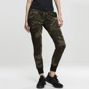 Urban Classics Ladies Camo Terry Pants olive camo/blk - XS