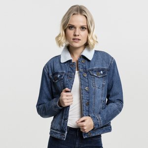 Urban Classics Ladies Sherpa Denim Jacket blue washed - L