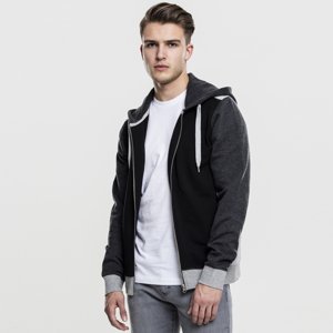 Urban Classics 3- Tone Sweat Zip Hoody black/grey/charcoal - M