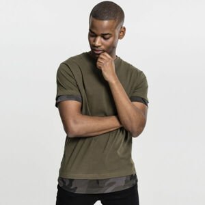 Urban Classics Long Shaped Camo Inset Tee olive/dark camo - S