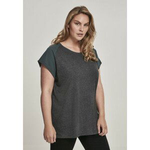 Urban Classics Ladies Contrast Raglan Tee charcoal/bottlegreen - 4XL