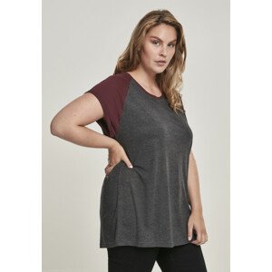 Urban Classics Ladies Contrast Raglan Tee charcoal/redwine - 4XL