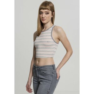 Urban Classics Ladies Rib Stripe Cropped Top pink/white/grey - XS