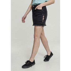 Urban Classics Ladies Denim Lace Up Skirt black washed - 29