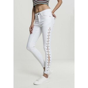 Urban Classics Ladies Denim Lace Up Skinny Pants white - 30