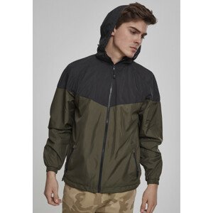 Urban Classics 2-Tone Tech Windrunner blk/darkolive - 3XL