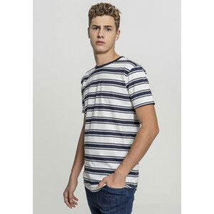 Urban Classics Double Stripe Long Shaped Tee offwhite/navy - L