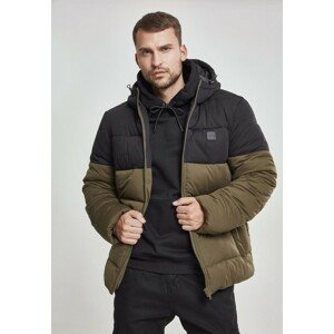 Urban Classics Hooded 2-Tone Puffer Jacket darkolive/black - M