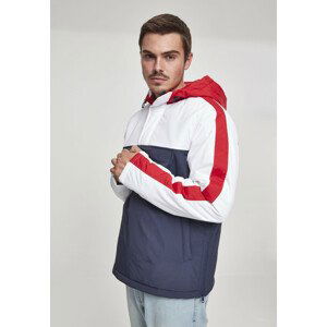 Urban Classics 3-Tone Padded Pull Over Hooded Jacket navy/white/fire red - XL