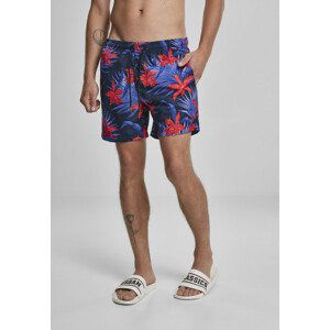 Urban Classics Pattern Swim Shorts blue/red - M