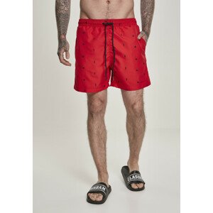 Urban Classics Embroidery Swim Shorts leaf/firered/navy - L