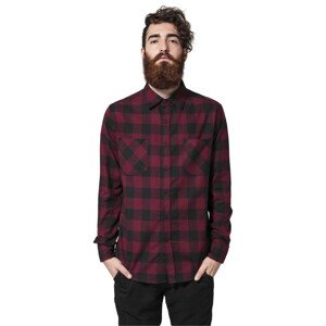 Urban Classics Checked Flanell Shirt blk/burgundy - 3XL