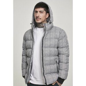 Urban Classics Hooded Check Puffer Jacket white/black - L