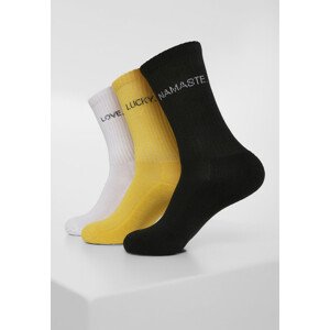 Urban Classics Wording Socks 3-Pack black/white/yellow - 43–46