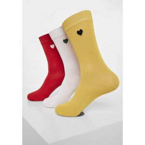 Urban Classics Heart Socks 3-Pack yellow/red/white - 39–42