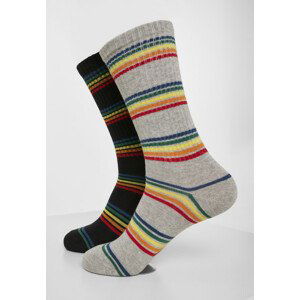 Urban Classics Rainbow Stripes Socks 2-Pack black/grey - 35–38