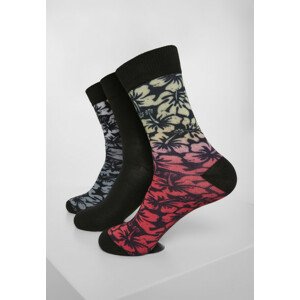 Urban Classics Flower Socks 3-Pack black/grey/red - 43–46