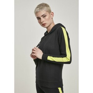 Urban Classics Ladies Neon Shoulder Stripe Hoody black/electriclime - XL