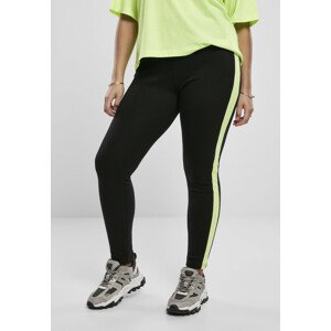 Urban Classics Ladies Neon Side Stripe Leggings black/electriclime - XS