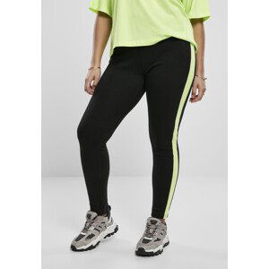 Urban Classics Ladies Neon Side Stripe Leggings black/electriclime - XXL