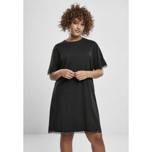 Urban Classics Ladies Boxy Lace Hem Tee Dress black - 3XL