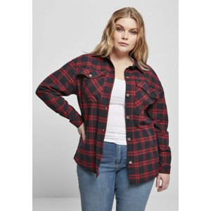 Urban Classics Ladies Oversized Overshirt midnightnavy/red - 3XL