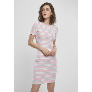 Urban Classics Ladies Stretch Stripe Dress girlypink/oceanblue - M