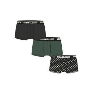 Urban Classics Boxer Shorts 3-Pack darkgreen+black+branded aop - 3XL