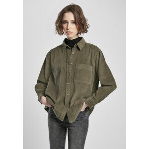 Urban Classics Ladies Corduroy Oversized Shirt olive - M