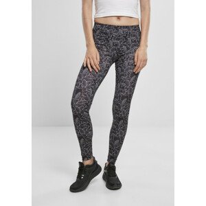 Urban Classics Ladies AOP Leggings hibiscus black - 3XL