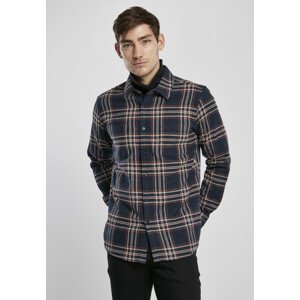 Urban Classics Checked Campus Shirt darkblue/rustred - M