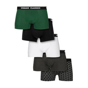 Urban Classics Boxer Shorts 5-Pack wht+dgrn+cha+logo aop+blk - M