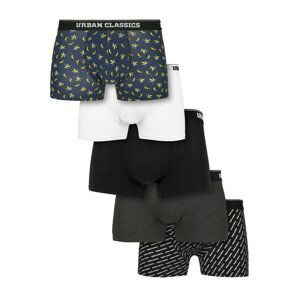 Urban Classics Boxer Shorts 5-Pack ban.aop+brand.aop+cha+blk+wht - 3XL