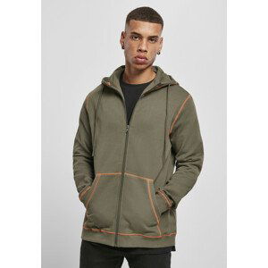 Urban Classics Organic Contrast Flatlock Stitched Zip Hoody olive/rustred - S