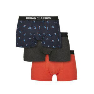 Urban Classics Boxer Shorts 3-Pack bird aop+ boxer orange + cha - M