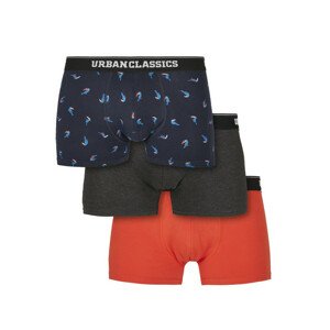 Urban Classics Boxer Shorts 3-Pack bird aop+ boxer orange + cha - XXL