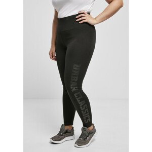 Urban Classics Ladies High Waist Branded Leggings black/black - 4XL